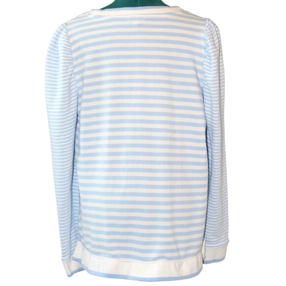Crown & Ivy Striped Light Blue White Knit Sweater Women’s L - Picture 2 of 3